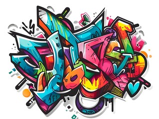 Stylish Streetwear Graffiti Sticker Design for Shirt and Apparel