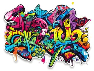Stylish Streetwear Graffiti Sticker Design for Shirt and Apparel