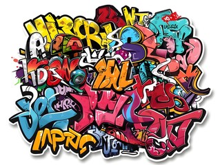 Stylish Streetwear Graffiti Sticker Design for Shirt and Apparel
