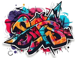Stylish Streetwear Graffiti Sticker Design for Shirt and Apparel