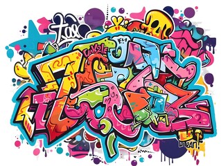 Stylish Streetwear Graffiti Sticker Design for Shirt and Fashion