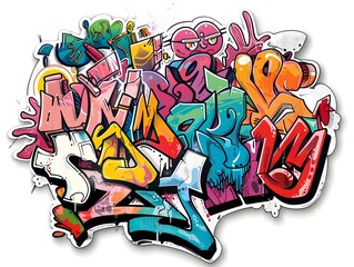 Stylish Streetwear Graffiti Sticker Design for Shirt and Product Packaging