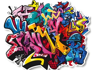 Stylish Streetwear Graffiti Sticker Design for Shirt Fashion and Branding