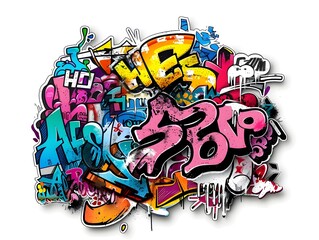 Stylish Streetwear Graffiti Sticker Design for Shirt Fashion