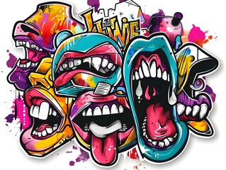 Obraz premium Stylish Streetwear Graffiti Sticker Design for Shirt or Merchandise