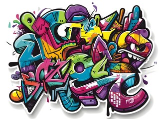 Stylish Streetwear Graffiti Sticker Design for Shirt or Fashion Apparel