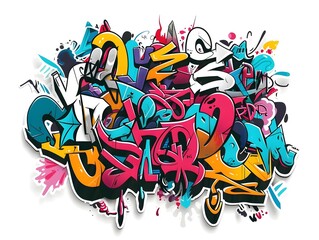 Stylish Streetwear Graffiti Sticker Design for Shirt White Background