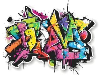 Stylish Streetwear Graffiti Sticker Design for Shirts and Branding