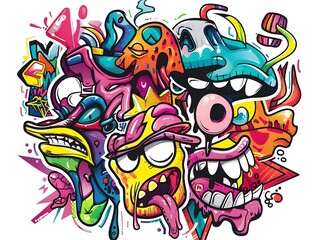 Stylish Streetwear Graffiti Sticker Design for Shirts and Merchandise