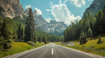 Winding road through mountains