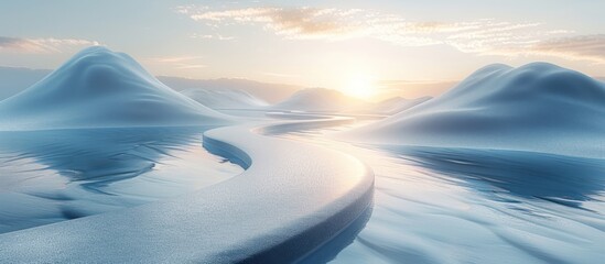 3d illustration of endless never ending road, white background, copy space