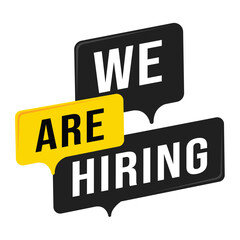 Obraz premium We are hiring announcement yellow and grey