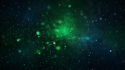 Fototapeta premium a blurry image of a green and blue background with small stars. Colorful stars background. Green and orange colored stars