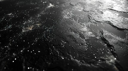 A flat texture of dark black paper with white speckles and scratches, resembling the night sky.