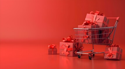 Colorful Gift Boxes in a Shopping Cart for Black Friday Loyalty Program