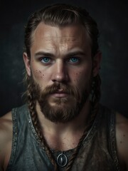 Obraz premium Portrait of a blue-eyed man with a beard