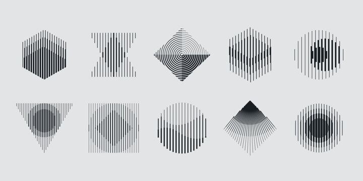Vector abstract shapes collection made with minimalist geometric forms and graphics elements for poster, cover, art, presentation, prints, fabric, wallpaper and etc.