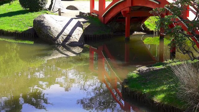 TOULOUSE, FRANCE - MARCH 12 2108: Japanese garden. Garden Compans Caffarelli on Boulevard Lascrosses.