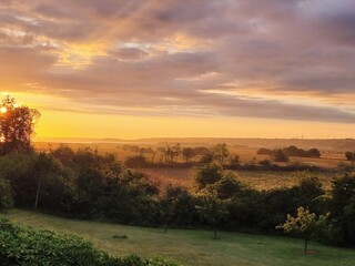 Sunset over the field, near Hadsund, in the Golden Hour.