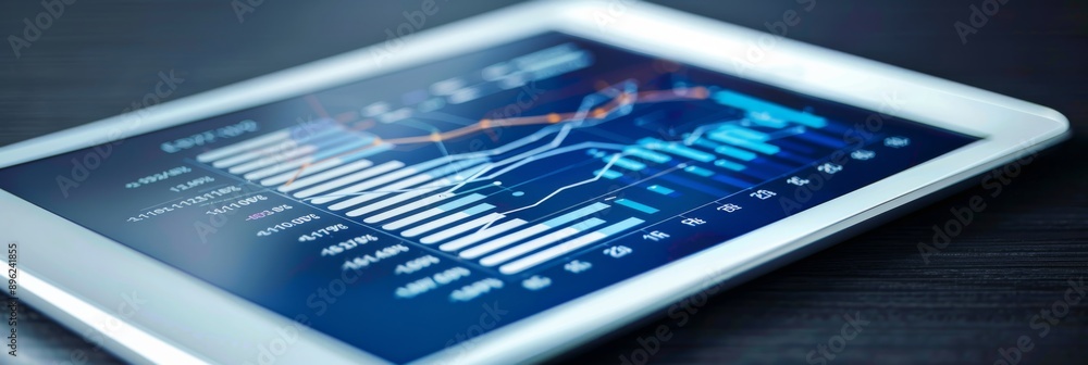 Aufkleber a close-up image of a tablet displaying a data analytics application with multiple graphs and metric