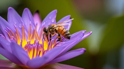 Fototapeta premium Bee landing on a water lily
