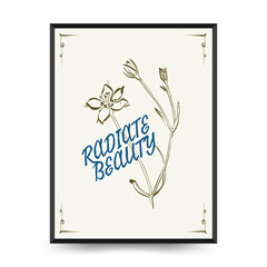 Abstract floral posters template. Modern trendy minimal style. Hand drawn design for wallpaper, wall decor, print, postcard, cover, template, banner. 