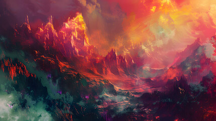Fototapeta premium Abstract landscapes with background illustration