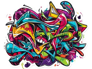 Obraz premium Vibrant Streetwear Graffiti Sticker Design with Bold Patterns and Colorful Abstract Artwork