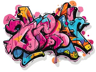 Vibrant Graffiti Inspired Streetwear Design Concept on White Background