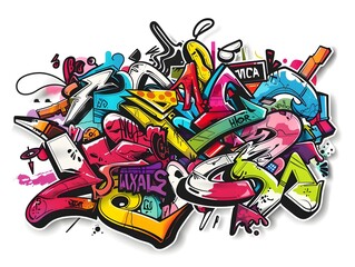 Vibrant Graffiti Inspired Streetwear Design Suitable for Apparel and Sticker Applications