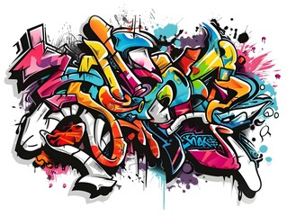 Vibrant Graffiti Inspired Streetwear Design Suitable for Apparel and Stickers