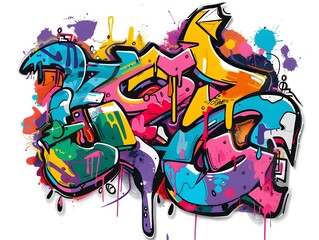 Vibrant Graffiti Inspired Streetwear Pattern for Sticker  T Shirt  or Product Branding