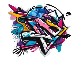 Vibrant Graffiti Inspired Streetwear Sticker Design with Colorful Abstract Patterns