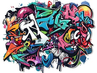 Vibrant Streetwear Graffiti Sticker Design for Stylish Fashion Apparel and Accessories