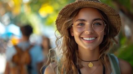 A realistic photograph, 8K resolution, shot on professional DSLR camera, tack-sharp focus, exquisite detail, high dynamic range, lively photo of friends walking together at a cafe, smiling and 
