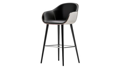 Stylish modern bar stool featuring a sleek design with a comfortable seat and sturdy legs, perfect for contemporary interiors, transparent background.