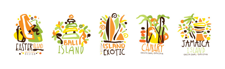 Exotic Island Logo and Label Original Design Vector Set