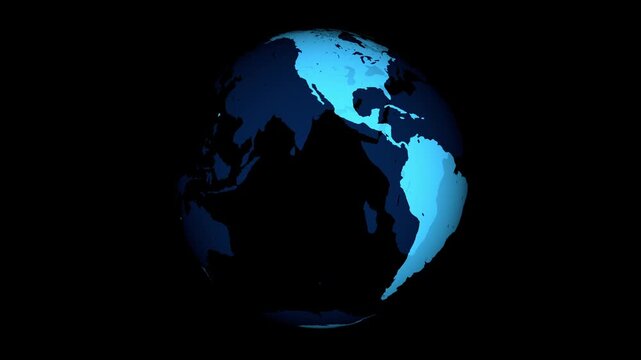 earth globe hologram technology 3d animation full rotation loop. Can be used to represent the internet commerce, economic blocks globalization finance or cloud computing telecommunications
