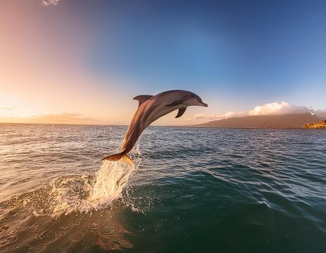 Springender Delfin - Magischer Moment &uuml;ber den Wellen

