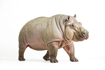 Obraz premium Hippopotamus Standing on White Background