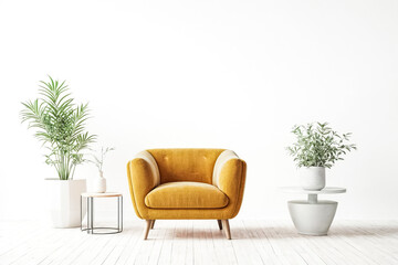 Mustard Yellow Armchair in a Minimalist Living Room