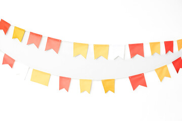 Obraz premium Yellow, Red and White Party Flags on a White Background