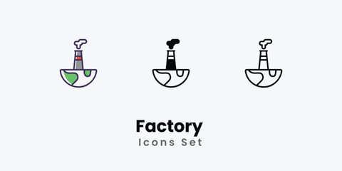 Factory Icons thin line and glyph vector icon stock illustration 