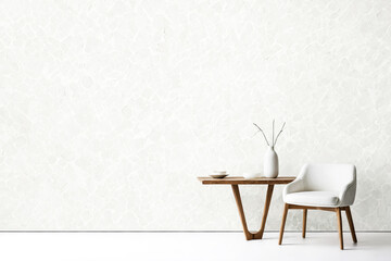 Minimalist Interior Design with White Chair and Wooden Table