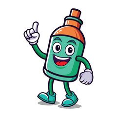 Cute water bottle scroll cartoon character