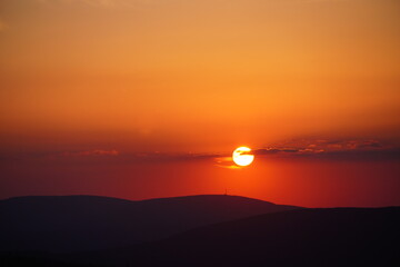 Sunset in the Karkonosze Mountains.