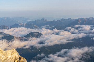 View over the Alps in the morning from Zuspitze 