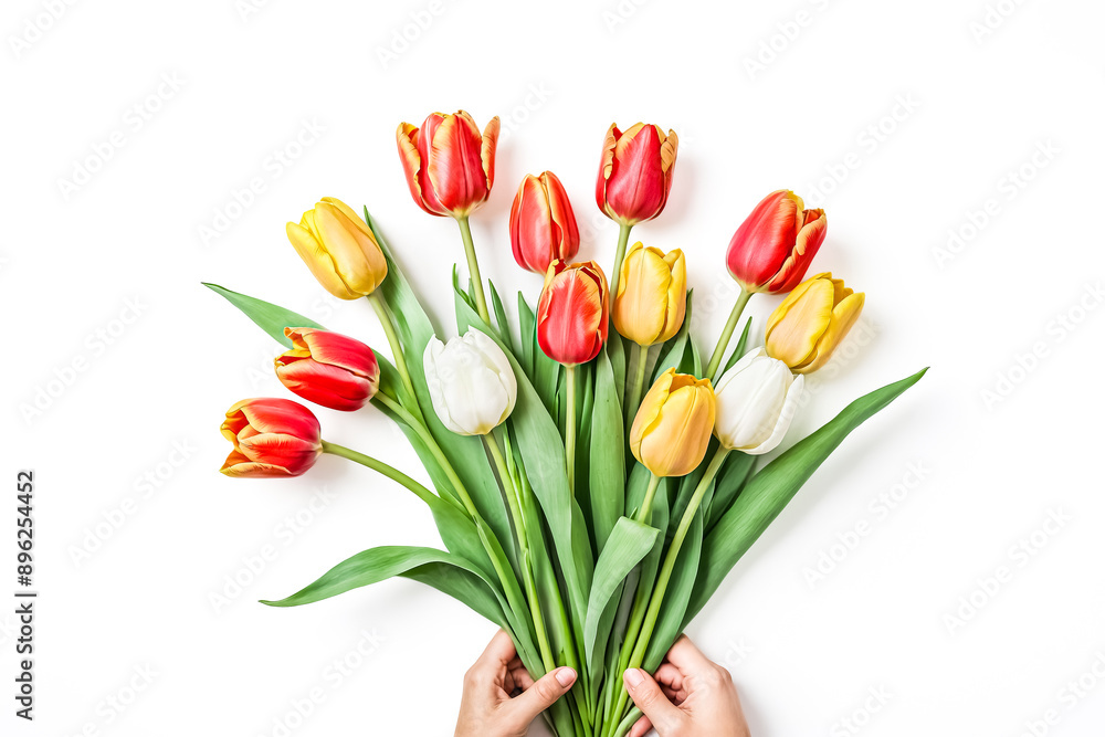 Canvas Prints Colorful tulips bouquet in hands