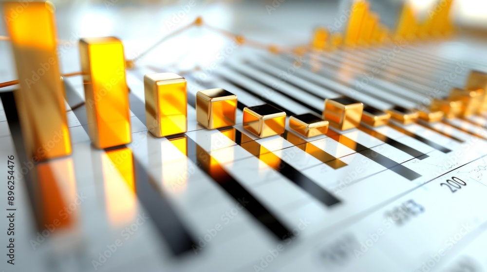 Leinwandbilder a business presentation slide featuring a bar graph with detailed annotations.
