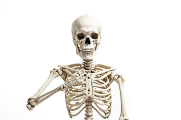 Human Skeleton Holding Hand to Chest